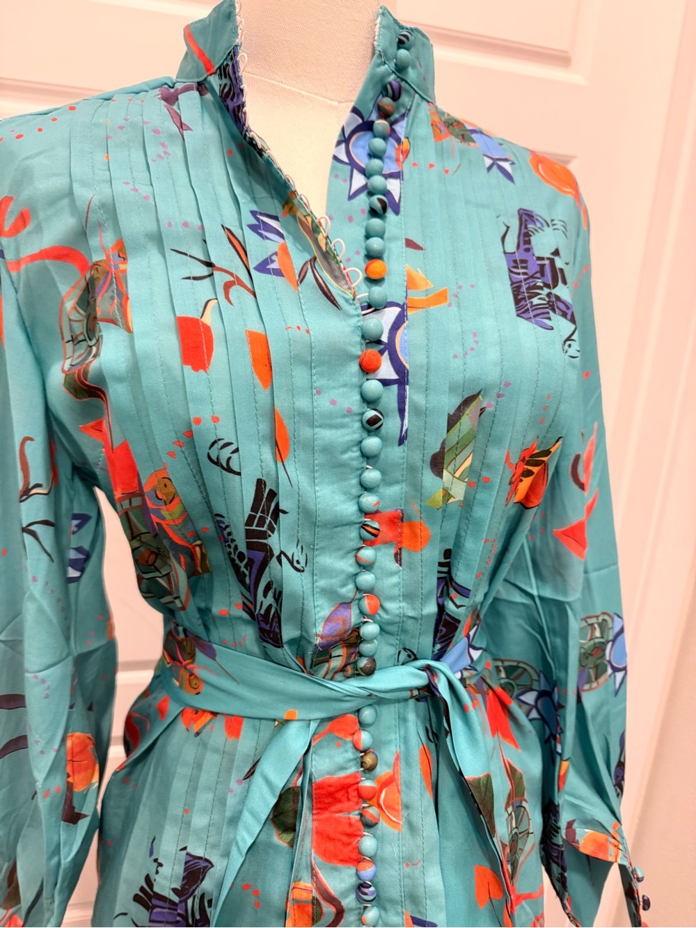 🔥Everard’s Clothing 2PC Tiered Teal Floral Maxi Skirt Set with Waist Tie NWT - Picture 4 of 14